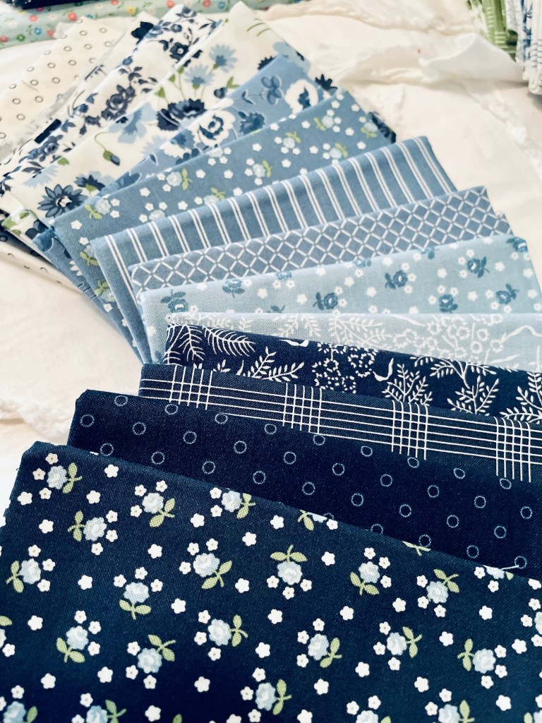 Some of the Nantucket Summer blues that I plan to use in my king size quilt.